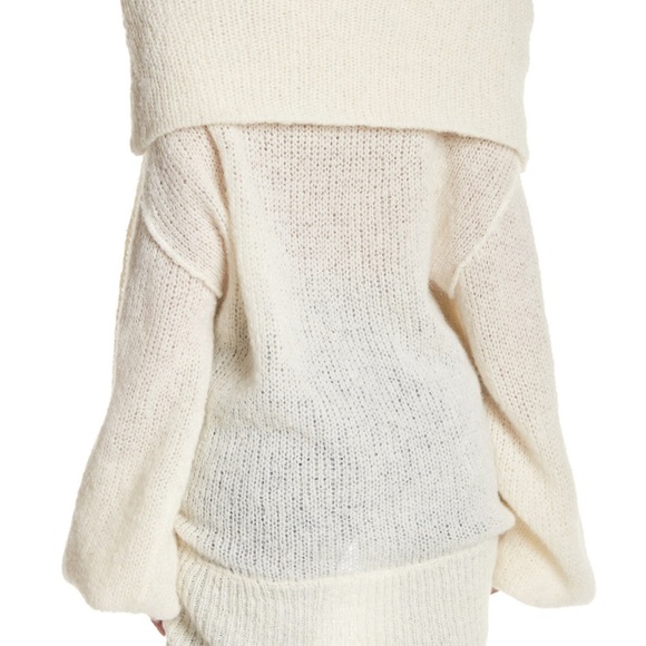 Free People Off the Shoulder Slouchy Sweater Ivory - Picture 2 of 8